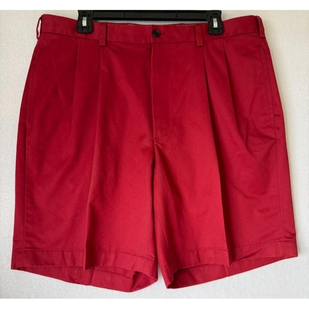 Brooks Brothers Advantage Chino Shorts Men W37 Red Pleated Lightweight Cotton